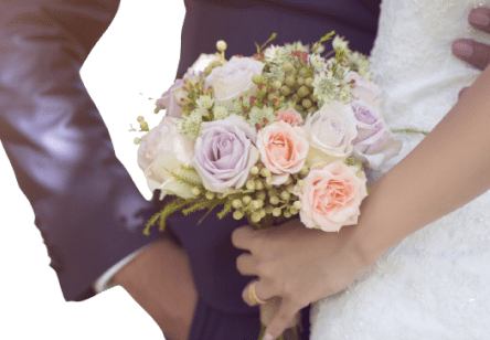 image of a groom and bride with a bouquet of flowers