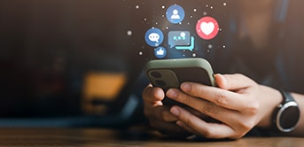 a person posting on social media using phone