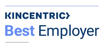 logo of Kincentric best employer in light blue and navy
